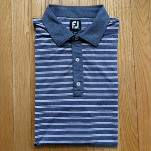 FootJoy Golf Men’s Short Sleeve Polo Shirt 2XL Gray Pink White Stripes